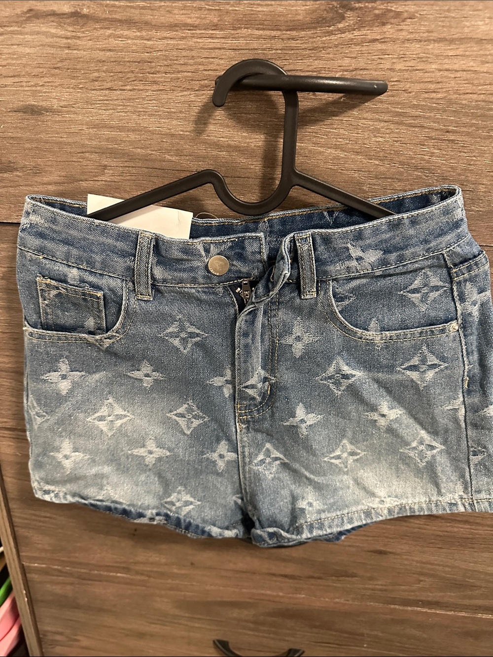 Denim Blue Women's Shorts - Distressed Pattern size S